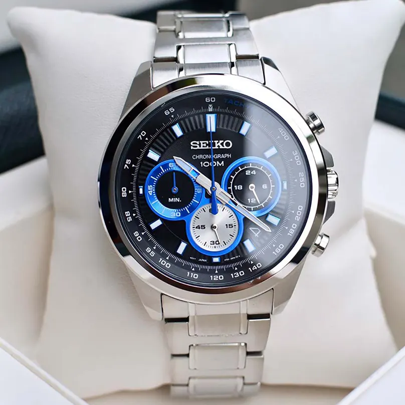 Seiko Quartz Chronograph Black Dial Men's Watch- SSB243P1